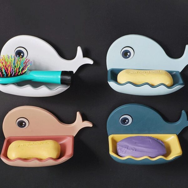 Little Whale Self-Draining Soap Holder | Waterfall Soap Dish & Drain Storage Rack for Bathroom, Shower & Kitchen