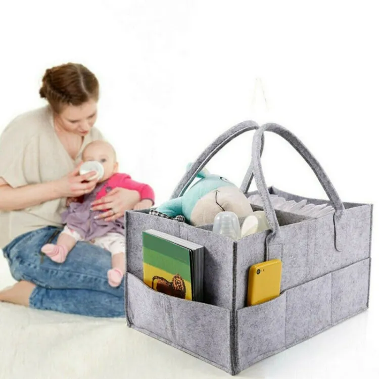 Foldable Baby Diaper Caddy Organizer with Waterproof Liner | Portable Nursery Storage Basket for Diapers, Bottles & Baby Essentials - Image 4