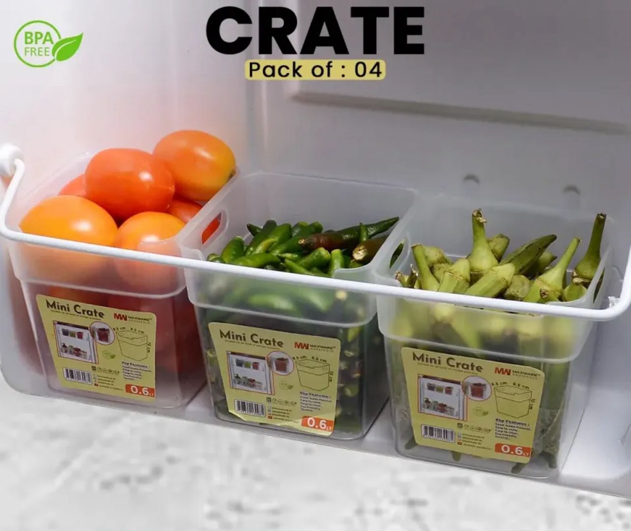 4-Piece Refrigerator Food Storage Box Set (0.6L Each) | Stackable Fridge Organizer Bins with Lids for Fruits, Vegetables & Meal Prep - Image 6
