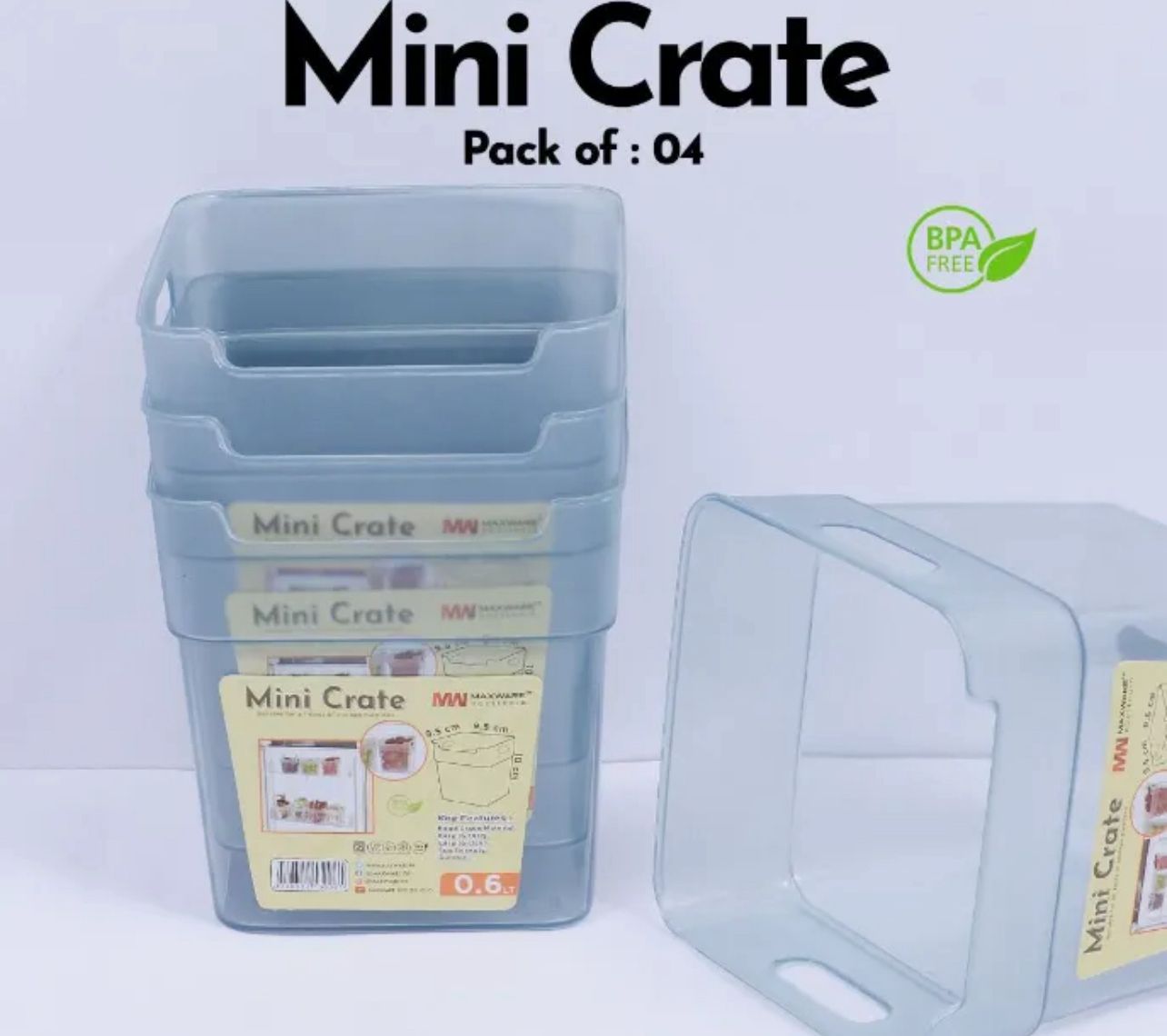 4-Piece Refrigerator Food Storage Box Set (0.6L Each) | Stackable Fridge Organizer Bins with Lids for Fruits, Vegetables & Meal Prep