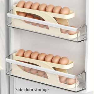 15-Grid Rolling Egg Storage Box | Space-Saving Refrigerator Egg Holder & Organizer with Automatic Rolling Design (Random Color)