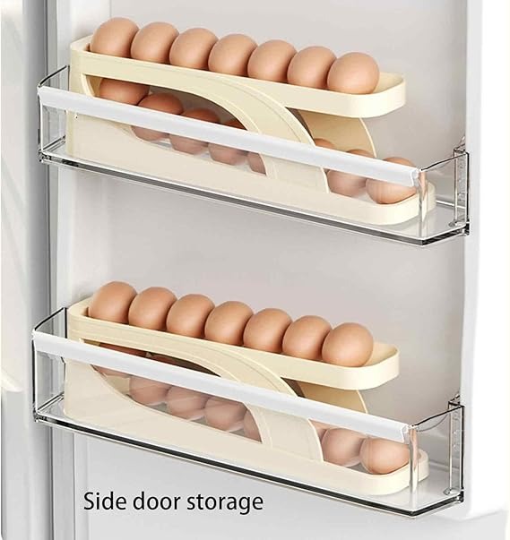 15-Grid Rolling Egg Storage Box | Space-Saving Refrigerator Egg Holder & Organizer with Automatic Rolling Design (Random Color)