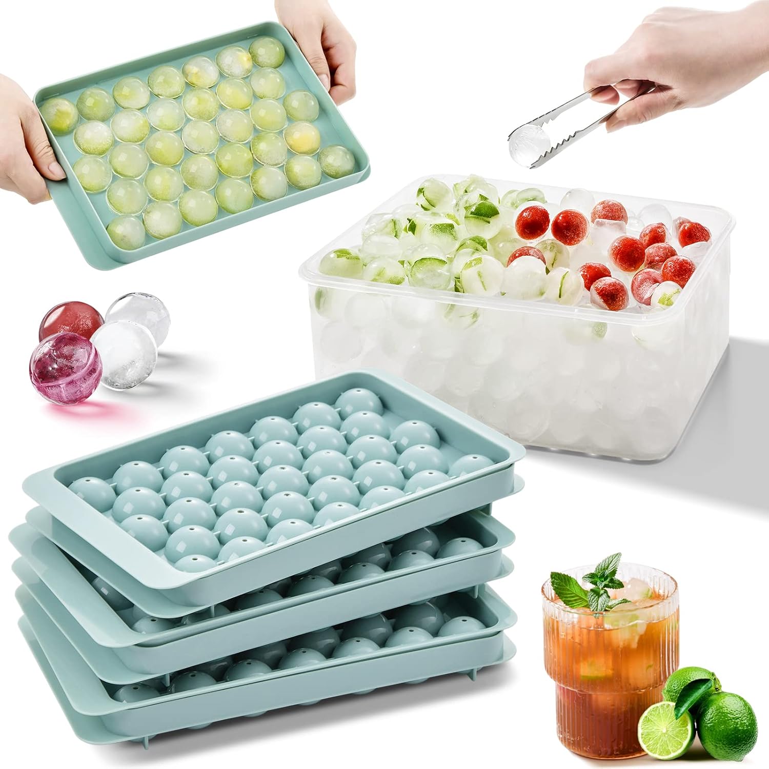 Round Ice Cube Tray & Mini Ice Sphere Maker with Storage Container | Reusable Ice Ball Mold for Drinks, Juice & Cocktails - Image 5